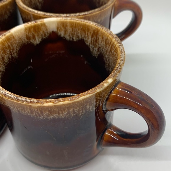 Vintage USA Brown Drip Glaze Coffee Mugs. Set of 3 - Picture 8 of 10